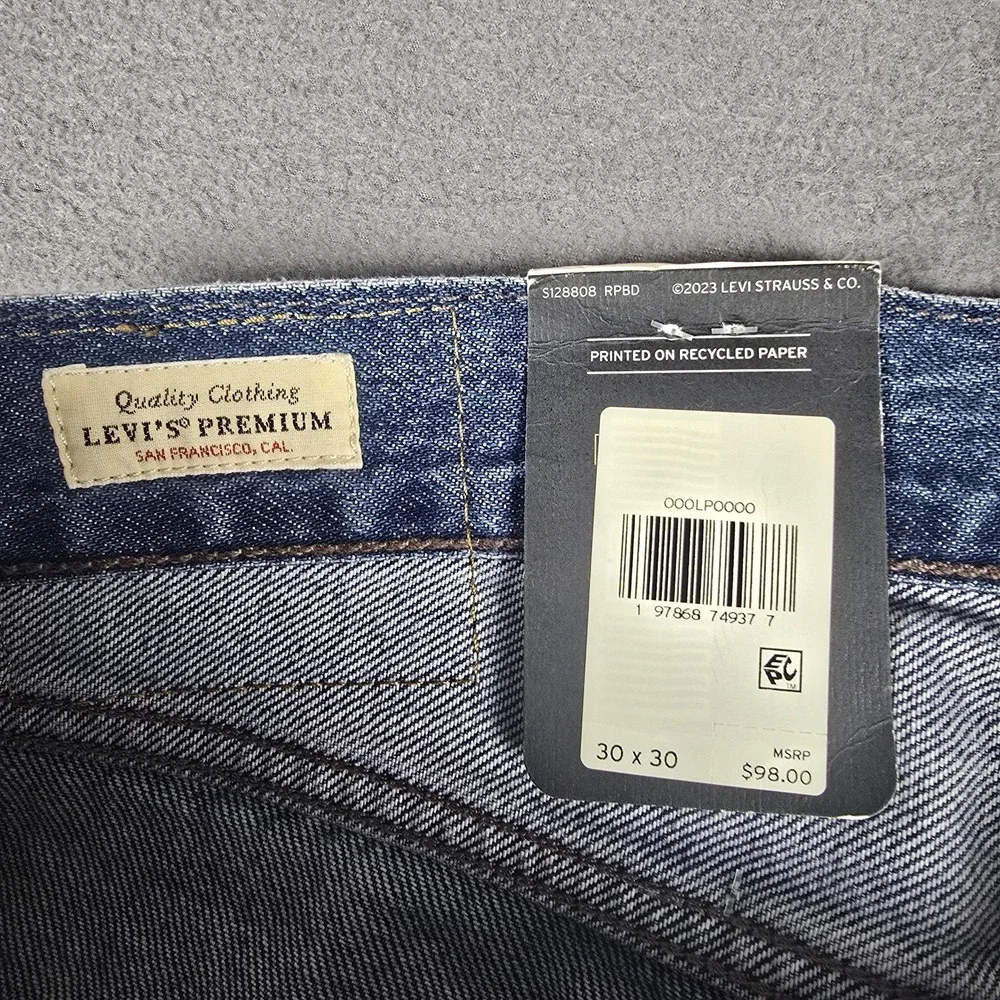 Levis Premium 568‎ Jeans Mens 30x30 Blue Loose Straight Cargo Denim Pants NWT